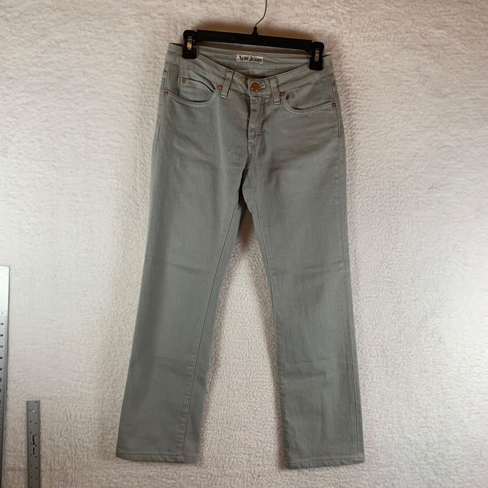 ACNE Jeans Women's‎ Mid-Rise Hep Concrete Straight Leg Stretch Jeans Gray Size